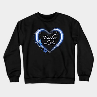 Teacher Life Butterfly Heart Crewneck Sweatshirt